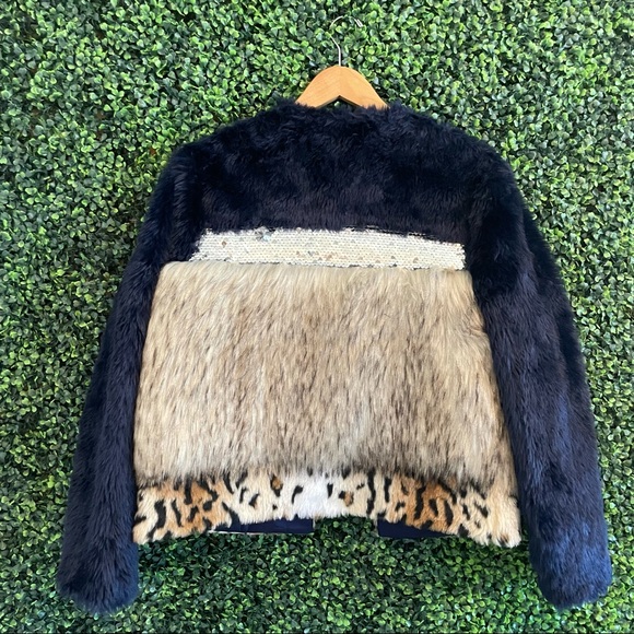 NWT Boston Proper bling faux fur jacket. - Picture 2 of 13